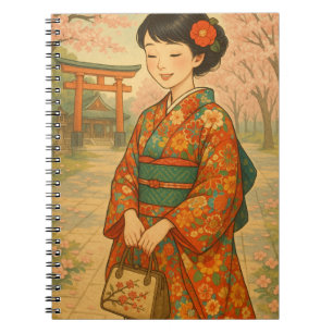 Kimono Girl - Cherry Blossom Notebook Notizblock