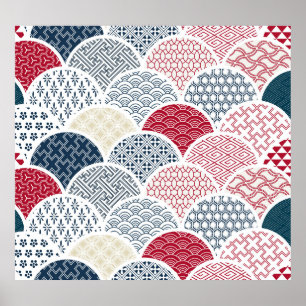 Kimono Line Art: Traditionelles geometrisches Must Poster