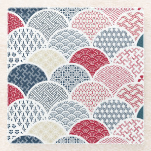 Kimono-Liniengrafik: Traditionelles geometrisches Glasuntersetzer