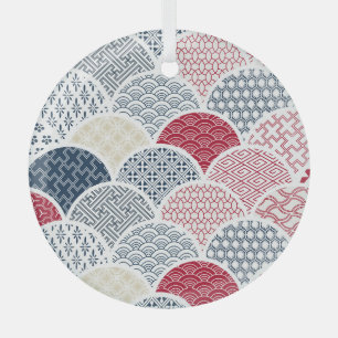 Kimono-Liniengrafik: Traditionelles geometrisches Ornament Aus Glas