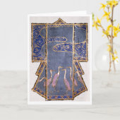 Kimono mit Kranen und japanischem Wassermotiv Karte (Gelbe Blume)