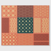 Kimono Mix Pattern Red Geschenkpapier (Flach)