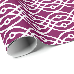 Kimono Print, Auberginen lila und weiß Geschenkpapier