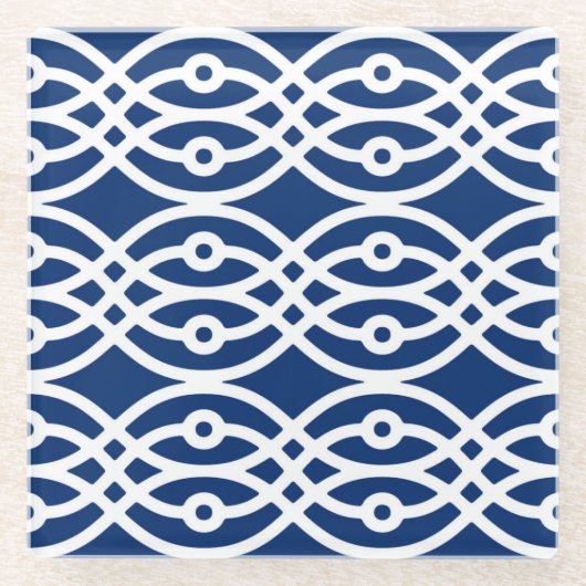 Kimono print, blau und weiß glasuntersetzer (Vorderseite)