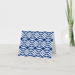 Kimono print, blau und weiß karte