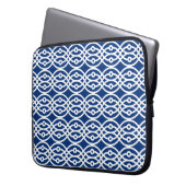 Kimono print, blau und weiß laptopschutzhülle (Vorderseite Links)