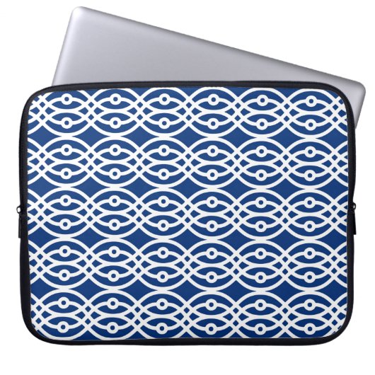 Kimono print, blau und weiß laptopschutzhülle (Vorderseite)
