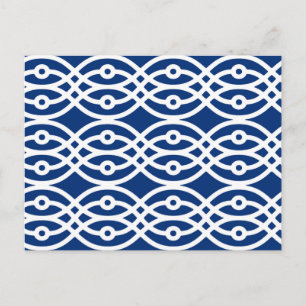 Kimono print, blau und weiß postkarte