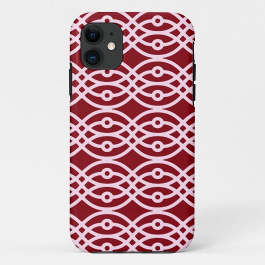 Kimono Print, Bordeaux und Rosa Case-Mate iPhone Hülle (Rückseite)