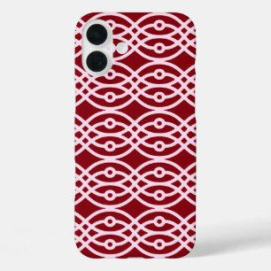 Kimono Print, Bordeaux und Rosa iPhone 16 Plus Hülle