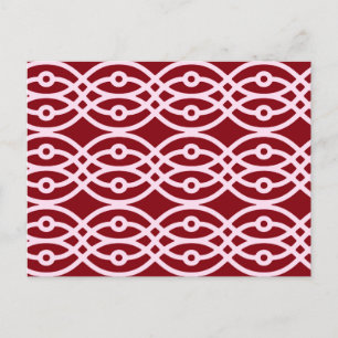 Kimono Print, Bordeaux und Rosa Postkarte