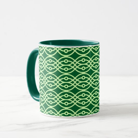 Kimono Print, Darks & Hellgrün Tasse (Vorderseite Links)