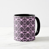Kimono Print, Eispink und Schwarz Tasse (VorderseiteRechts)