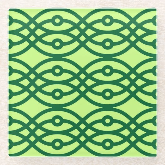 Kimono Print, hell und dunkelgrün Glasuntersetzer (Vorderseite)