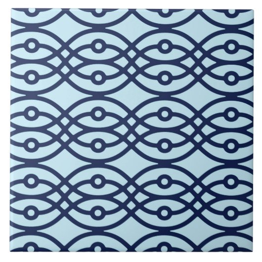 Kimono Print, Marine und hellblau Fliese (Vorderseite)