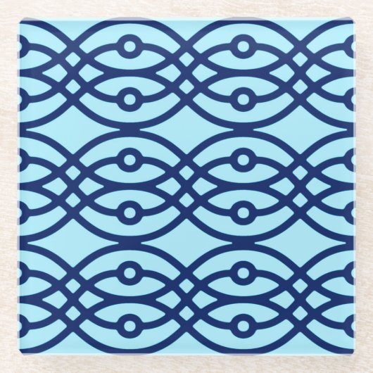 Kimono Print, Marine und hellblau Glasuntersetzer (Vorderseite)