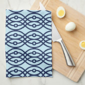 Kimono Print, Marine und hellblau Handtuch (Viertel Falte)