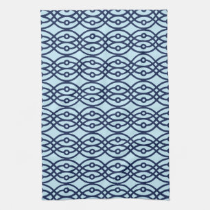 Kimono Print, Marine und hellblau Handtuch