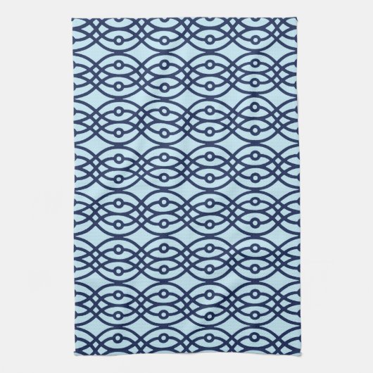 Kimono Print, Marine und hellblau Handtuch (Vertikal)