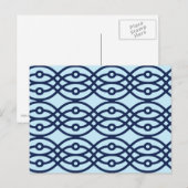 Kimono Print, Marine und hellblau Postkarte (Vorne/Hinten)