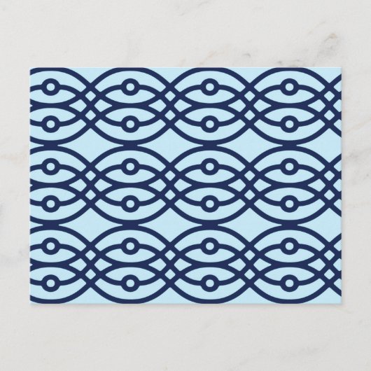 Kimono Print, Marine und hellblau Postkarte (Vorderseite)