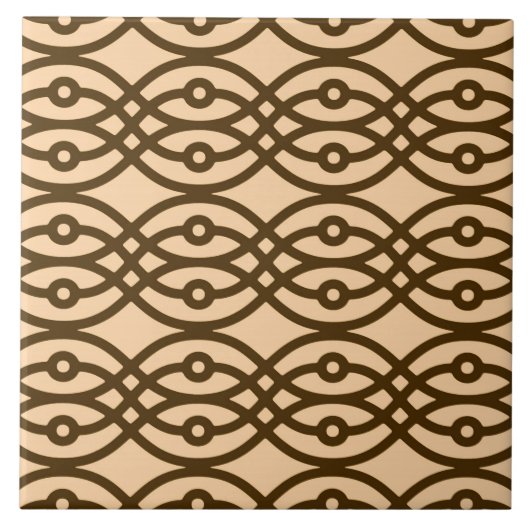 Kimono Print, Pfirsich und Schokolade Fliese (Vorderseite)