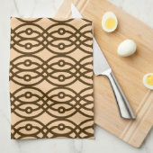 Kimono Print, Pfirsich und Schokolade Geschirrtuch (Viertel Falte)