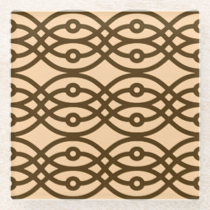 Kimono Print, Pfirsich und Schokolade Glasuntersetzer