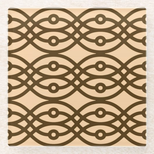 Kimono Print, Pfirsich und Schokolade Glasuntersetzer (Vorderseite)