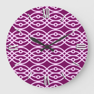 Kimono print, plum and pink große wanduhr