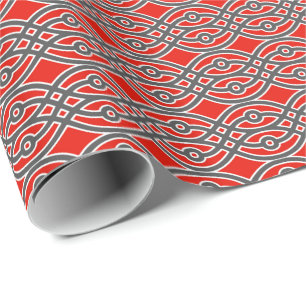 Kimono print, rot, grau und weiß geschenkpapier