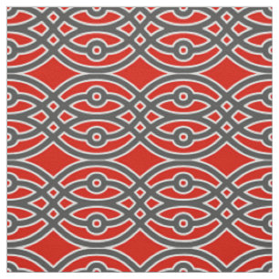 Kimono print, rot, grau und weiß stoff