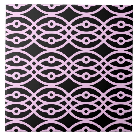 Kimono Print, Schwarz und Eispink Fliese (Vorderseite)