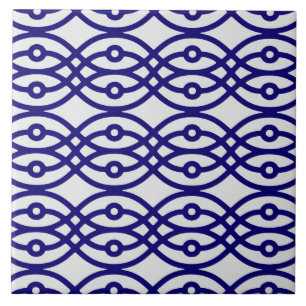 Kimono Print, silbergrau und blau Fliese