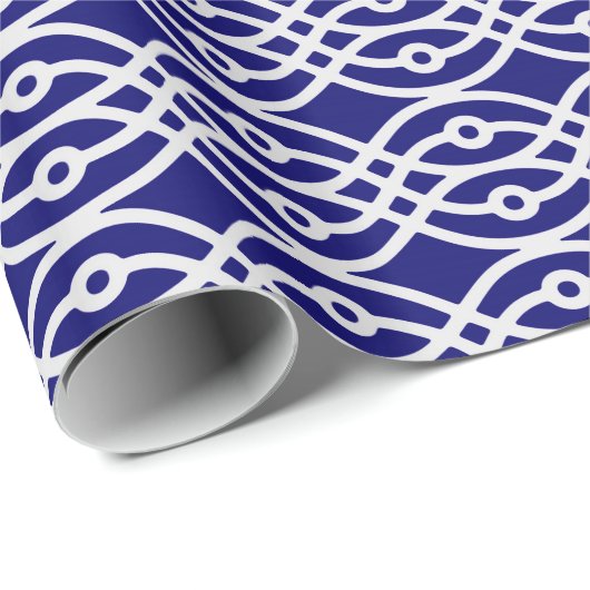 Kimono Print, silbergrau und blau Geschenkpapier (Rolleneckpunkt)