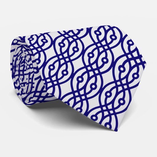 Kimono Print, silbergrau und blau Krawatte (Gerollt)