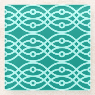 Kimono Print, Türkis und Aqua Glasuntersetzer