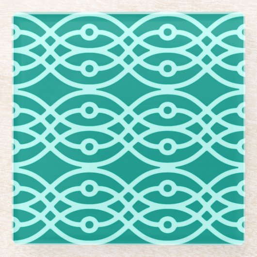 Kimono Print, Türkis und Aqua Glasuntersetzer (Vorderseite)