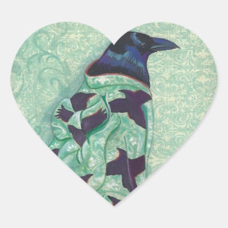 Kimono Raven Herz-Aufkleber