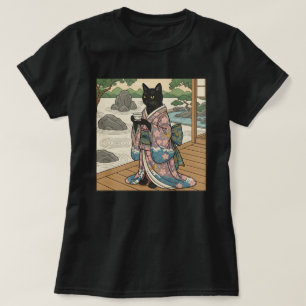 Kimono Schwarze Katze T-Shirt