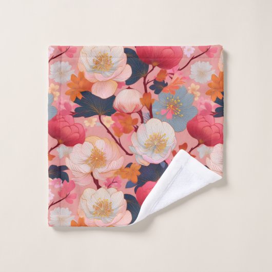 Kimono-Stoff aus Japan inspiriert Badhandtuch Set (Waschlappen)