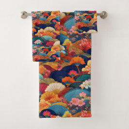 Kimono-Stoff aus Japan inspiriert Badhandtuch Set