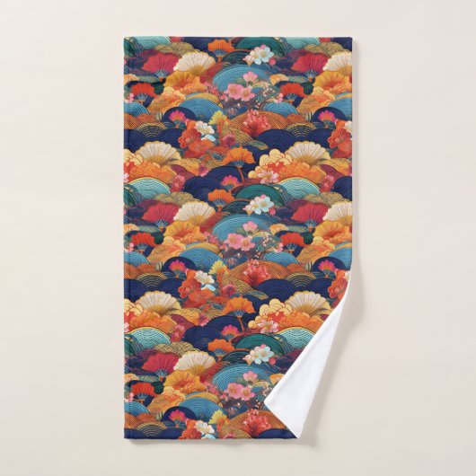 Kimono-Stoff aus Japan inspiriert Badhandtuch Set (Handtuch)
