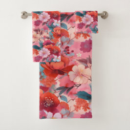 Kimono-Stoff aus Japan inspiriert Badhandtuch Set