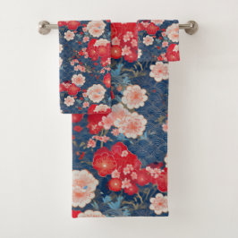 Kimono-Stoff aus Japan inspiriert Badhandtuch Set