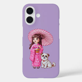 Kimono Süsse & Welpe Liebe iPhone 16 Hülle