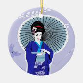 Kimono-u. Geisha-Mädchen-Verzierung Keramikornament (Vorne)