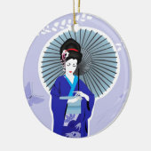 Kimono-u. Geisha-Mädchen-Verzierung Keramikornament (Links)