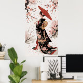 Kimono und Kirschblüten Poster (Heimbüro)