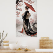Kimono und Kirschblüten Poster (Küche)